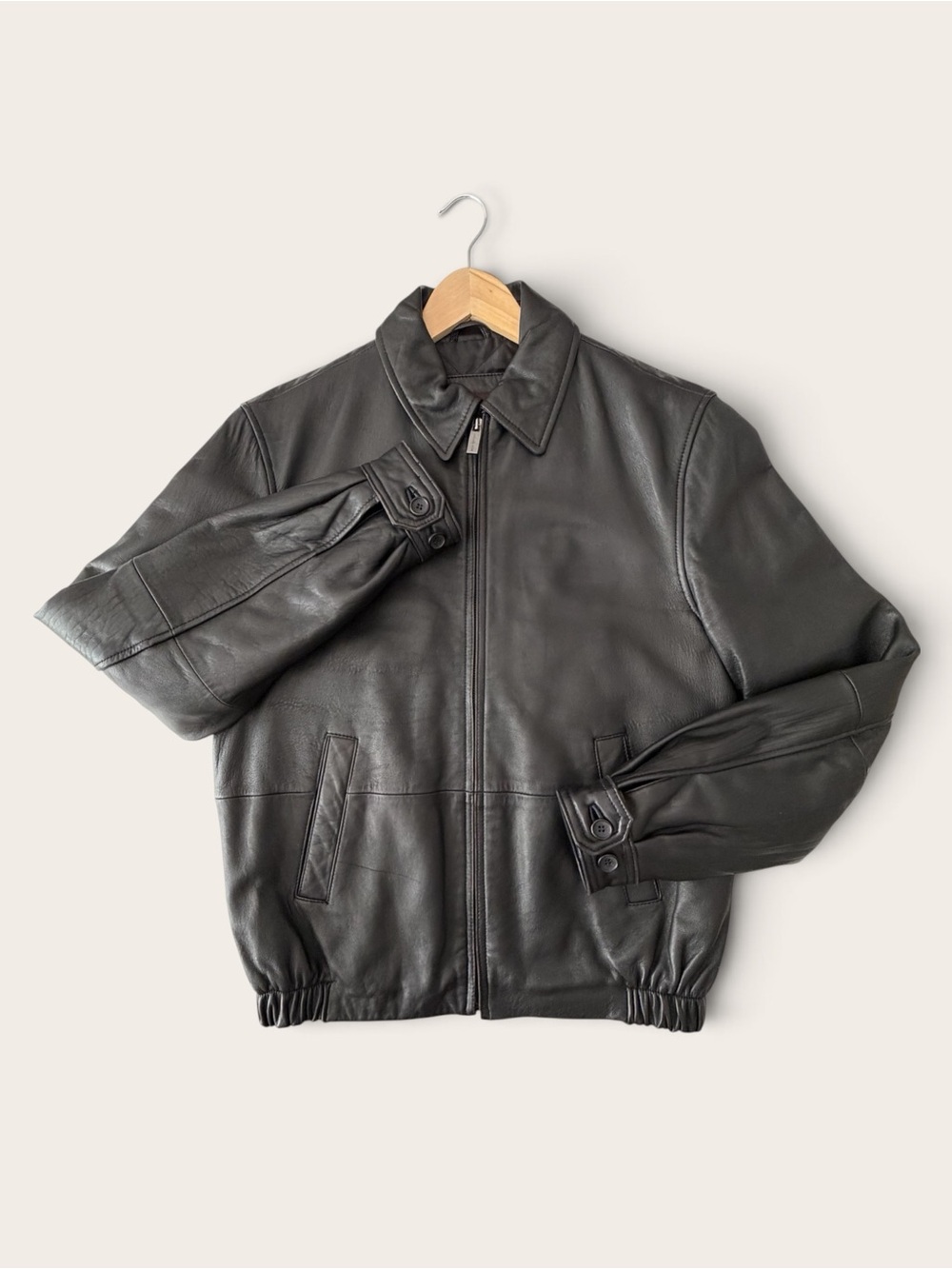 Michael Kors Black Leather Bomber Jacket
